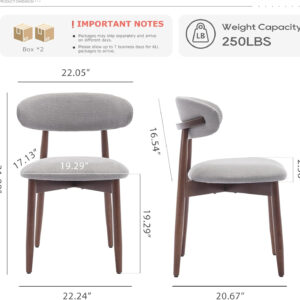 COLAMY Wooden Dining Chairs Set of 4, Modern Fabric Upholstered Kitchen Side Chairs, Farmhouse Dining Room Chair with Foot Pegs, Beige