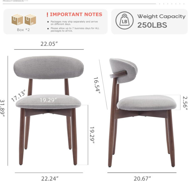 COLAMY Wooden Dining Chairs Set of 4, Modern Fabric Upholstered Kitchen Side Chairs, Farmhouse Dining Room Chair with Foot Pegs, Beige