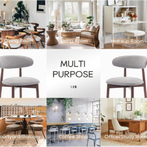 COLAMY Wooden Dining Chairs Set of 4, Modern Fabric Upholstered Kitchen Side Chairs, Farmhouse Dining Room Chair with Foot Pegs, Beige