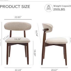 COLAMY Wooden Dining Chairs Set of 4, Modern Fabric Upholstered Kitchen Side Chairs, Farmhouse Dining Room Chair with Foot Pegs, Beige