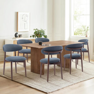 COLAMY Wooden Dining Chairs Set of 4, Modern Fabric Upholstered Kitchen Side Chairs, Farmhouse Dining Room Chair with Foot Pegs, Beige