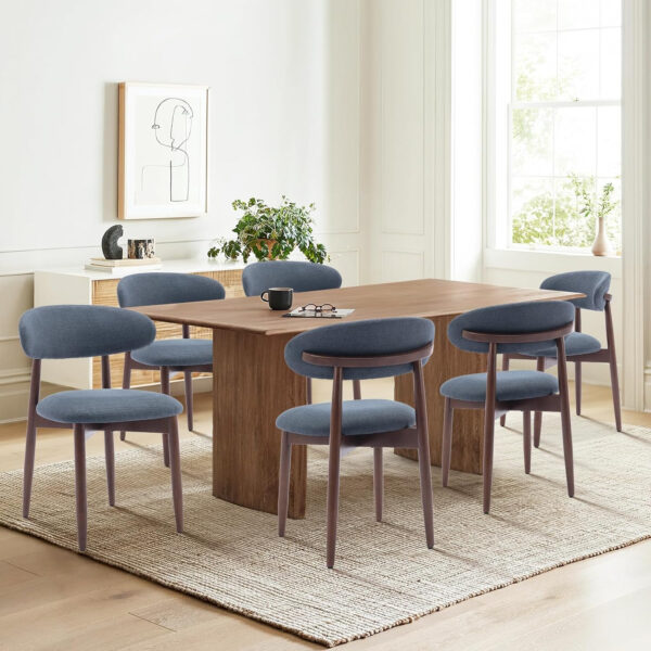 COLAMY Wooden Dining Chairs Set of 4, Modern Fabric Upholstered Kitchen Side Chairs, Farmhouse Dining Room Chair with Foot Pegs, Beige