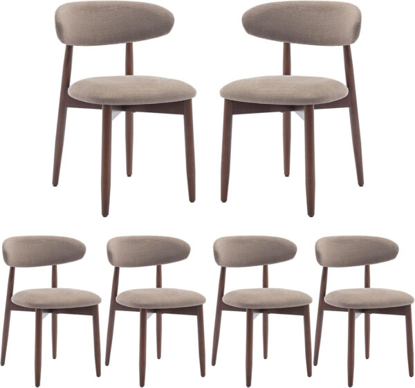 COLAMY Wooden Dining Chairs Set of 4, Modern Fabric Upholstered Kitchen Side Chairs, Farmhouse Dining Room Chair with Foot Pegs, Beige
