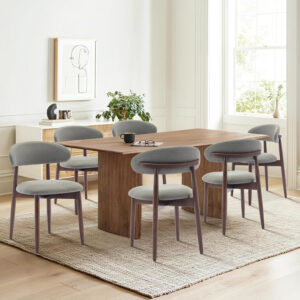 COLAMY Wooden Dining Chairs Set of 4, Modern Fabric Upholstered Kitchen Side Chairs, Farmhouse Dining Room Chair with Foot Pegs, Beige