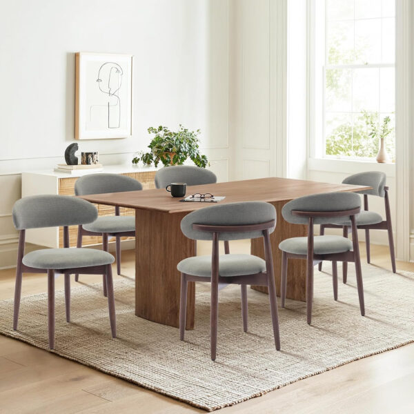 COLAMY Wooden Dining Chairs Set of 4, Modern Fabric Upholstered Kitchen Side Chairs, Farmhouse Dining Room Chair with Foot Pegs, Beige