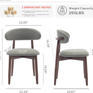 COLAMY Wooden Dining Chairs Set of 4, Modern Fabric Upholstered Kitchen Side Chairs, Farmhouse Dining Room Chair with Foot Pegs, Beige