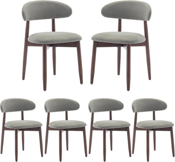 COLAMY Wooden Dining Chairs Set of 4, Modern Fabric Upholstered Kitchen Side Chairs, Farmhouse Dining Room Chair with Foot Pegs, Beige