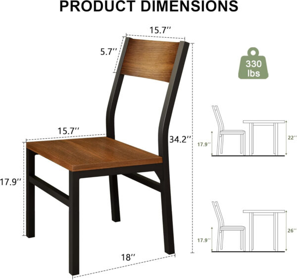 Feonase Dining Chairs Set of 6, Modern Kitchen Chairs with Ergonomic Backrest, MDF Board and Metal Legs, Dinner Chairs for Dining Room, Kitchen and Living Room, Espresso