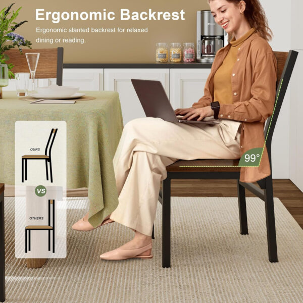 Feonase Dining Chairs Set of 6, Modern Kitchen Chairs with Ergonomic Backrest, MDF Board and Metal Legs, Dinner Chairs for Dining Room, Kitchen and Living Room, Espresso