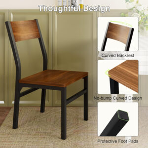 Feonase Dining Chairs Set of 6, Modern Kitchen Chairs with Ergonomic Backrest, MDF Board and Metal Legs, Dinner Chairs for Dining Room, Kitchen and Living Room, Espresso
