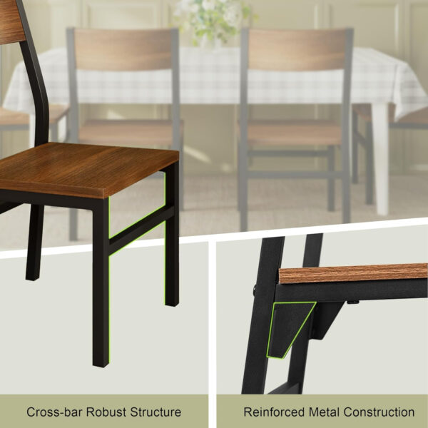 Feonase Dining Chairs Set of 6, Modern Kitchen Chairs with Ergonomic Backrest, MDF Board and Metal Legs, Dinner Chairs for Dining Room, Kitchen and Living Room, Espresso