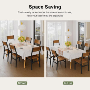 Feonase Dining Chairs Set of 6, Modern Kitchen Chairs with Ergonomic Backrest, MDF Board and Metal Legs, Dinner Chairs for Dining Room, Kitchen and Living Room, Espresso