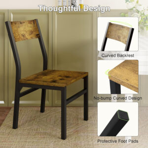 Feonase Dining Chairs Set of 6, Modern Kitchen Chairs with Ergonomic Backrest, MDF Board and Metal Legs, Dinner Chairs for Dining Room, Kitchen and Living Room, Espresso