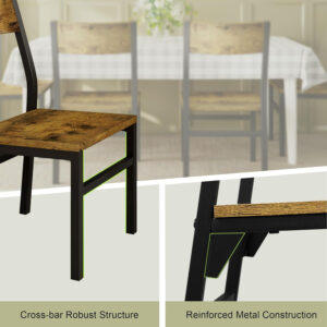 Feonase Dining Chairs Set of 6, Modern Kitchen Chairs with Ergonomic Backrest, MDF Board and Metal Legs, Dinner Chairs for Dining Room, Kitchen and Living Room, Espresso