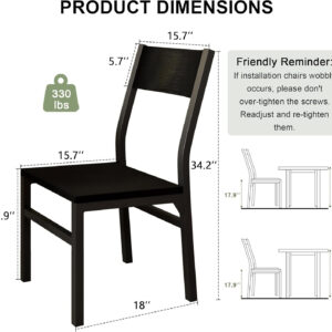 Feonase Dining Chairs Set of 6, Modern Kitchen Chairs with Ergonomic Backrest, MDF Board and Metal Legs, Dinner Chairs for Dining Room, Kitchen and Living Room, Espresso