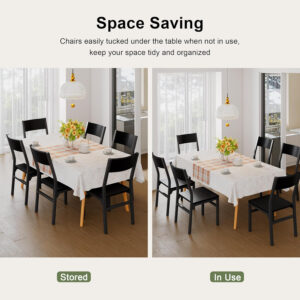 Feonase Dining Chairs Set of 6, Modern Kitchen Chairs with Ergonomic Backrest, MDF Board and Metal Legs, Dinner Chairs for Dining Room, Kitchen and Living Room, Espresso