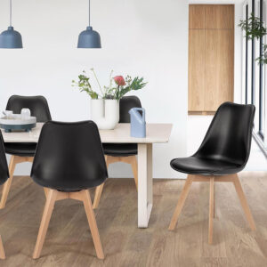68871bda7f462bde6e4f15ebcff14bf2cf3f841eec288e8e29c05.jpg Sweetcrispy Dining Chairs Set of 4, Kitchen Room PU Leather Mid Century Modern Chairs, Upholstered Dining Chair with Wood Legs for Home Kitchen, Black
