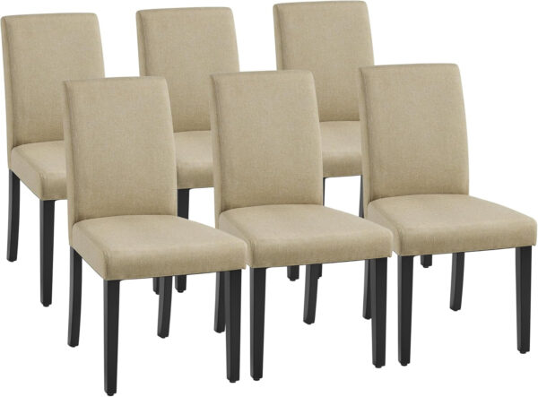 Yaheetech Dining Chairs Set of 4 Fabric Parson Upholstered Kitchen Chairs with Padded Seat and Solid Wood Legs for Dining Room/Restaurant, Armless Design, Dark Grey