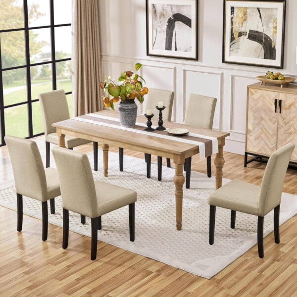 Yaheetech Dining Chairs Set of 4 Fabric Parson Upholstered Kitchen Chairs with Padded Seat and Solid Wood Legs for Dining Room/Restaurant, Armless Design, Dark Grey