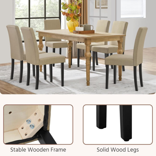 Yaheetech Dining Chairs Set of 4 Fabric Parson Upholstered Kitchen Chairs with Padded Seat and Solid Wood Legs for Dining Room/Restaurant, Armless Design, Dark Grey