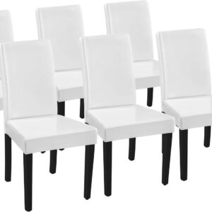Yaheetech Dining Chairs Set of 4 Fabric Parson Upholstered Kitchen Chairs with Padded Seat and Solid Wood Legs for Dining Room/Restaurant, Armless Design, Dark Grey