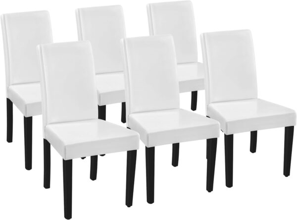 Yaheetech Dining Chairs Set of 4 Fabric Parson Upholstered Kitchen Chairs with Padded Seat and Solid Wood Legs for Dining Room/Restaurant, Armless Design, Dark Grey