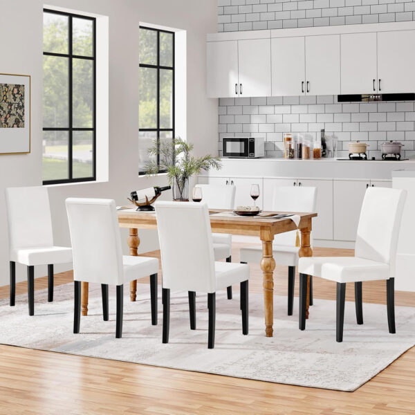 Yaheetech Dining Chairs Set of 4 Fabric Parson Upholstered Kitchen Chairs with Padded Seat and Solid Wood Legs for Dining Room/Restaurant, Armless Design, Dark Grey
