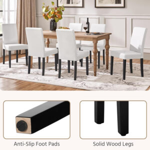 Yaheetech Dining Chairs Set of 4 Fabric Parson Upholstered Kitchen Chairs with Padded Seat and Solid Wood Legs for Dining Room/Restaurant, Armless Design, Dark Grey
