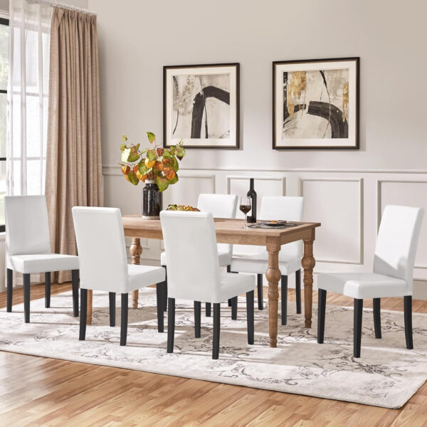 Yaheetech Dining Chairs Set of 4 Fabric Parson Upholstered Kitchen Chairs with Padded Seat and Solid Wood Legs for Dining Room/Restaurant, Armless Design, Dark Grey
