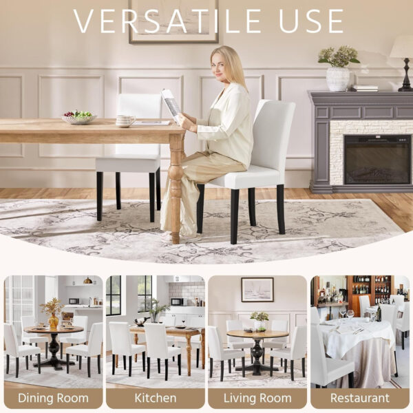 Yaheetech Dining Chairs Set of 4 Fabric Parson Upholstered Kitchen Chairs with Padded Seat and Solid Wood Legs for Dining Room/Restaurant, Armless Design, Dark Grey