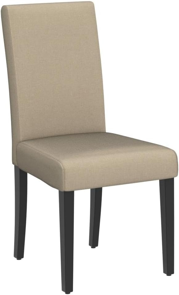 Yaheetech Dining Chairs Set of 4 Fabric Parson Upholstered Kitchen Chairs with Padded Seat and Solid Wood Legs for Dining Room/Restaurant, Armless Design, Dark Grey
