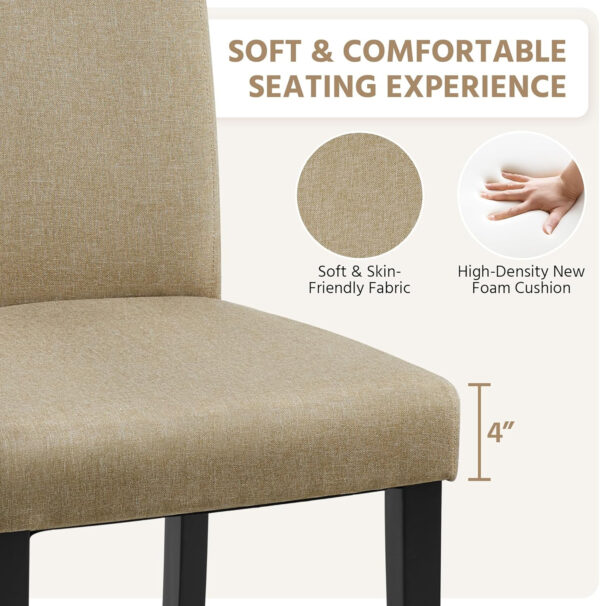Yaheetech Dining Chairs Set of 4 Fabric Parson Upholstered Kitchen Chairs with Padded Seat and Solid Wood Legs for Dining Room/Restaurant, Armless Design, Dark Grey