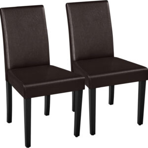 Yaheetech Dining Chairs Set of 4 Fabric Parson Upholstered Kitchen Chairs with Padded Seat and Solid Wood Legs for Dining Room/Restaurant, Armless Design, Dark Grey