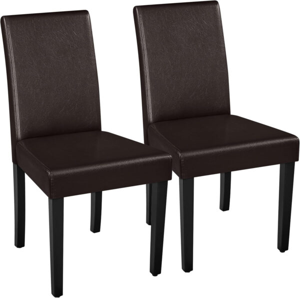 Yaheetech Dining Chairs Set of 4 Fabric Parson Upholstered Kitchen Chairs with Padded Seat and Solid Wood Legs for Dining Room/Restaurant, Armless Design, Dark Grey