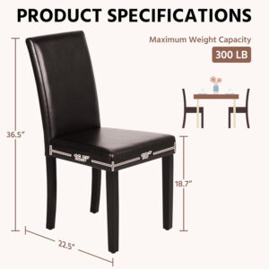 Yaheetech Dining Chairs Set of 4 Fabric Parson Upholstered Kitchen Chairs with Padded Seat and Solid Wood Legs for Dining Room/Restaurant, Armless Design, Dark Grey
