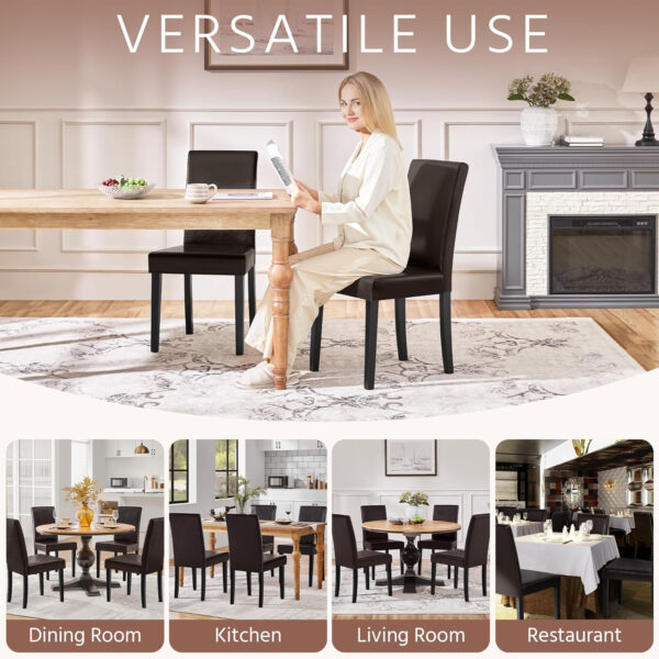 Yaheetech Dining Chairs Set of 4 Fabric Parson Upholstered Kitchen Chairs with Padded Seat and Solid Wood Legs for Dining Room/Restaurant, Armless Design, Dark Grey