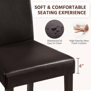 Yaheetech Dining Chairs Set of 4 Fabric Parson Upholstered Kitchen Chairs with Padded Seat and Solid Wood Legs for Dining Room/Restaurant, Armless Design, Dark Grey