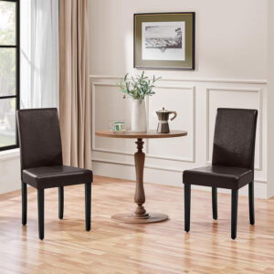 Yaheetech Dining Chairs Set of 4 Fabric Parson Upholstered Kitchen Chairs with Padded Seat and Solid Wood Legs for Dining Room/Restaurant, Armless Design, Dark Grey