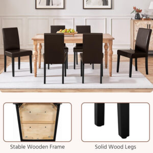 Yaheetech Dining Chairs Set of 4 Fabric Parson Upholstered Kitchen Chairs with Padded Seat and Solid Wood Legs for Dining Room/Restaurant, Armless Design, Dark Grey
