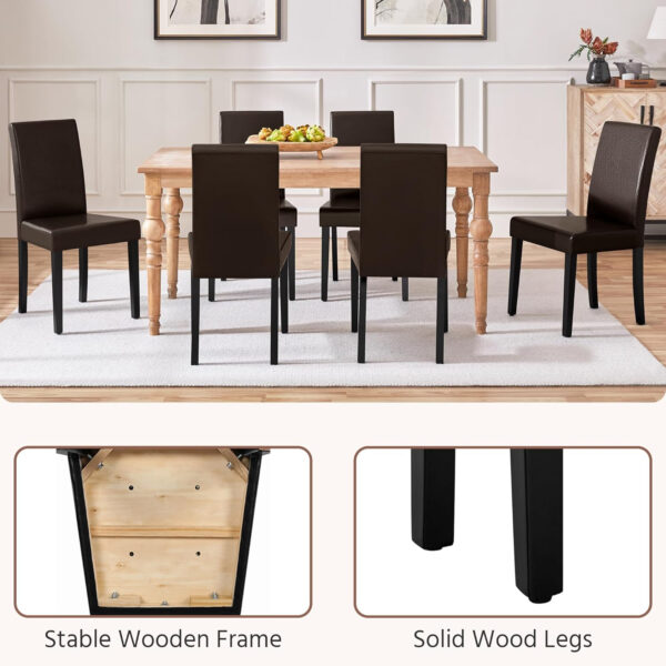 Yaheetech Dining Chairs Set of 4 Fabric Parson Upholstered Kitchen Chairs with Padded Seat and Solid Wood Legs for Dining Room/Restaurant, Armless Design, Dark Grey
