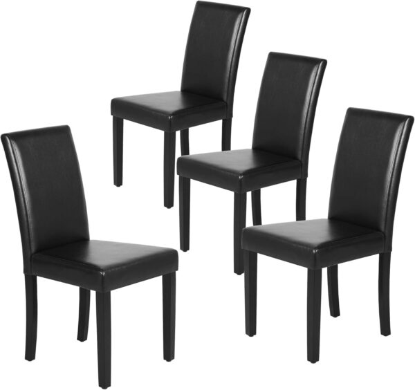 Yaheetech Dining Chairs Set of 4 Fabric Parson Upholstered Kitchen Chairs with Padded Seat and Solid Wood Legs for Dining Room/Restaurant, Armless Design, Dark Grey