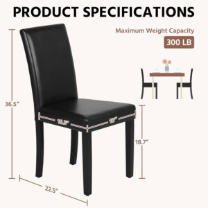 Yaheetech Dining Chairs Set of 4 Fabric Parson Upholstered Kitchen Chairs with Padded Seat and Solid Wood Legs for Dining Room/Restaurant, Armless Design, Dark Grey