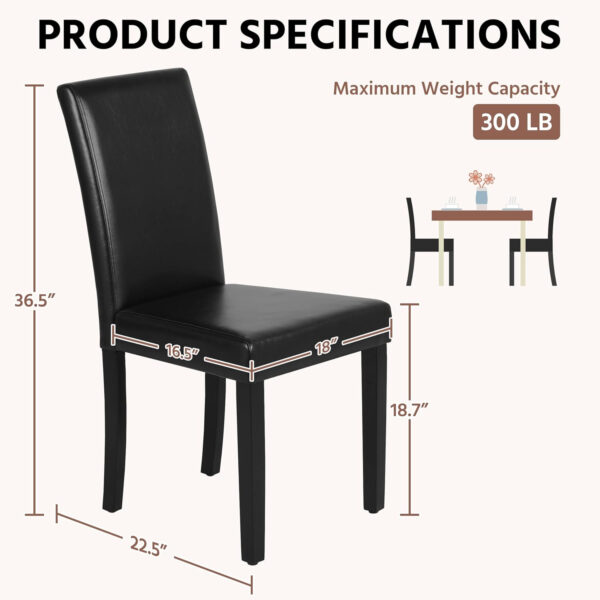 Yaheetech Dining Chairs Set of 4 Fabric Parson Upholstered Kitchen Chairs with Padded Seat and Solid Wood Legs for Dining Room/Restaurant, Armless Design, Dark Grey