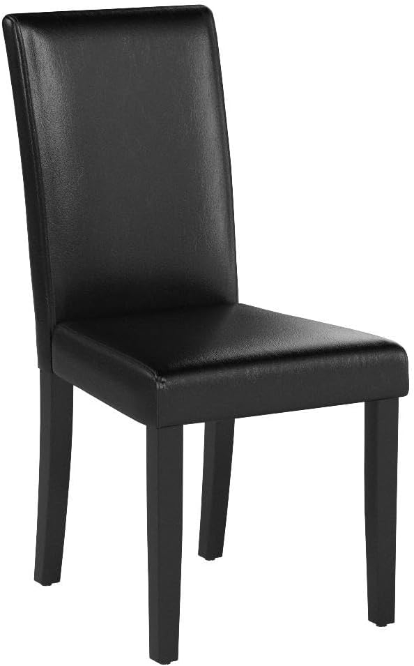 Yaheetech Dining Chairs Set of 4 Fabric Parson Upholstered Kitchen Chairs with Padded Seat and Solid Wood Legs for Dining Room/Restaurant, Armless Design, Dark Grey