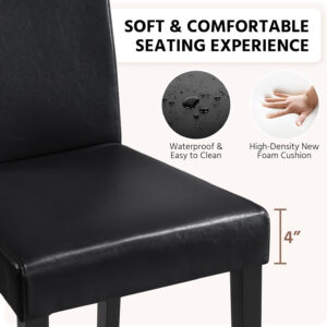 Yaheetech Dining Chairs Set of 4 Fabric Parson Upholstered Kitchen Chairs with Padded Seat and Solid Wood Legs for Dining Room/Restaurant, Armless Design, Dark Grey