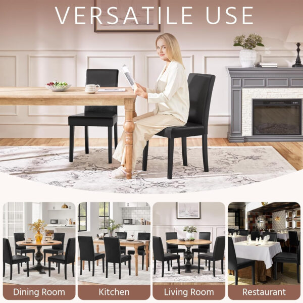 Yaheetech Dining Chairs Set of 4 Fabric Parson Upholstered Kitchen Chairs with Padded Seat and Solid Wood Legs for Dining Room/Restaurant, Armless Design, Dark Grey