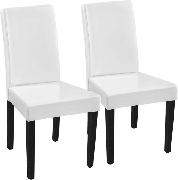 Yaheetech Dining Chairs Set of 4 Fabric Parson Upholstered Kitchen Chairs with Padded Seat and Solid Wood Legs for Dining Room/Restaurant, Armless Design, Dark Grey
