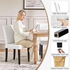 Yaheetech Dining Chairs Set of 4 Fabric Parson Upholstered Kitchen Chairs with Padded Seat and Solid Wood Legs for Dining Room/Restaurant, Armless Design, Dark Grey