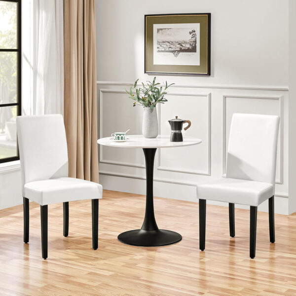 Yaheetech Dining Chairs Set of 4 Fabric Parson Upholstered Kitchen Chairs with Padded Seat and Solid Wood Legs for Dining Room/Restaurant, Armless Design, Dark Grey