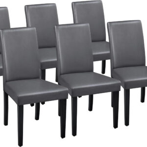 Yaheetech Dining Chairs Set of 4 Fabric Parson Upholstered Kitchen Chairs with Padded Seat and Solid Wood Legs for Dining Room/Restaurant, Armless Design, Dark Grey